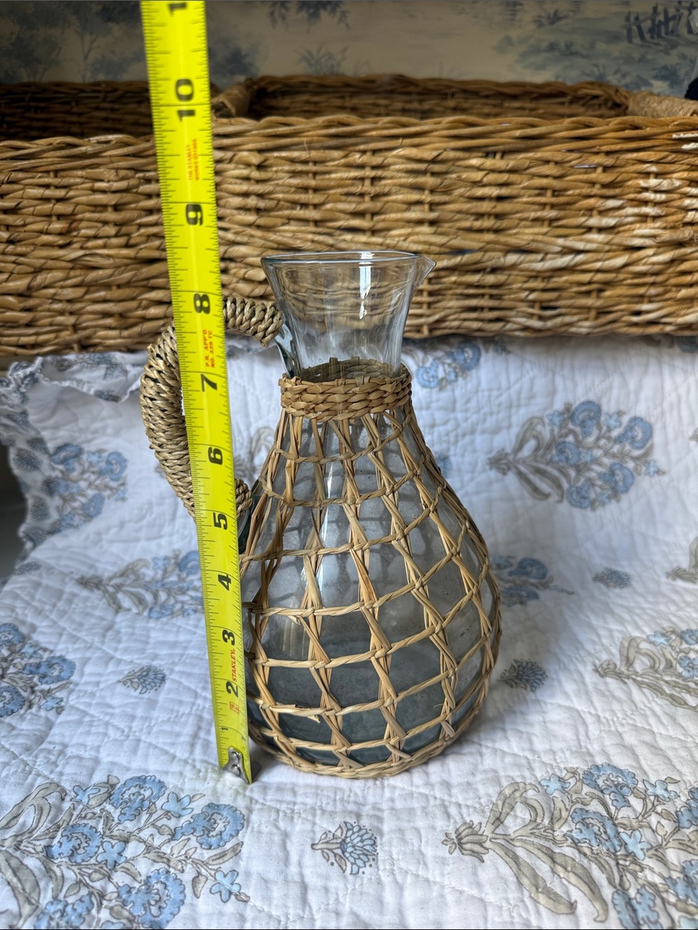 Pottery Barn Natural Rattan-Wrapped Glass Pitcher - Picture 3 of 4